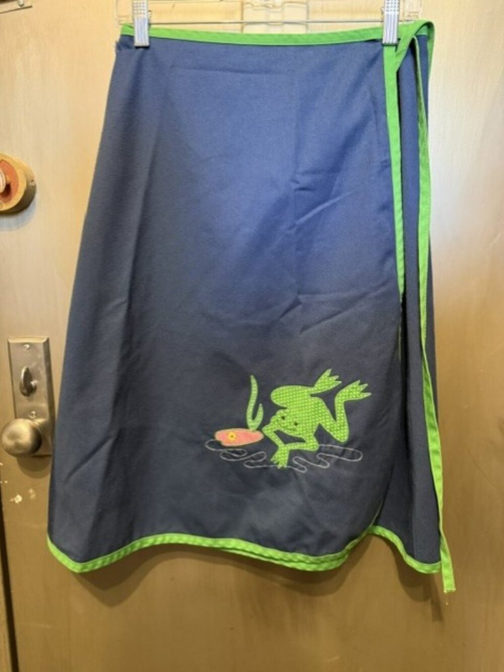 Vintage Adjustable Wrap Skirt with Frog Embroidery